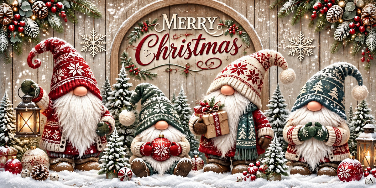 Funny Christmas Garage Door Cover Winter Gnome Gathering Christmas Garage Door Decor HQ610-29-2 Car