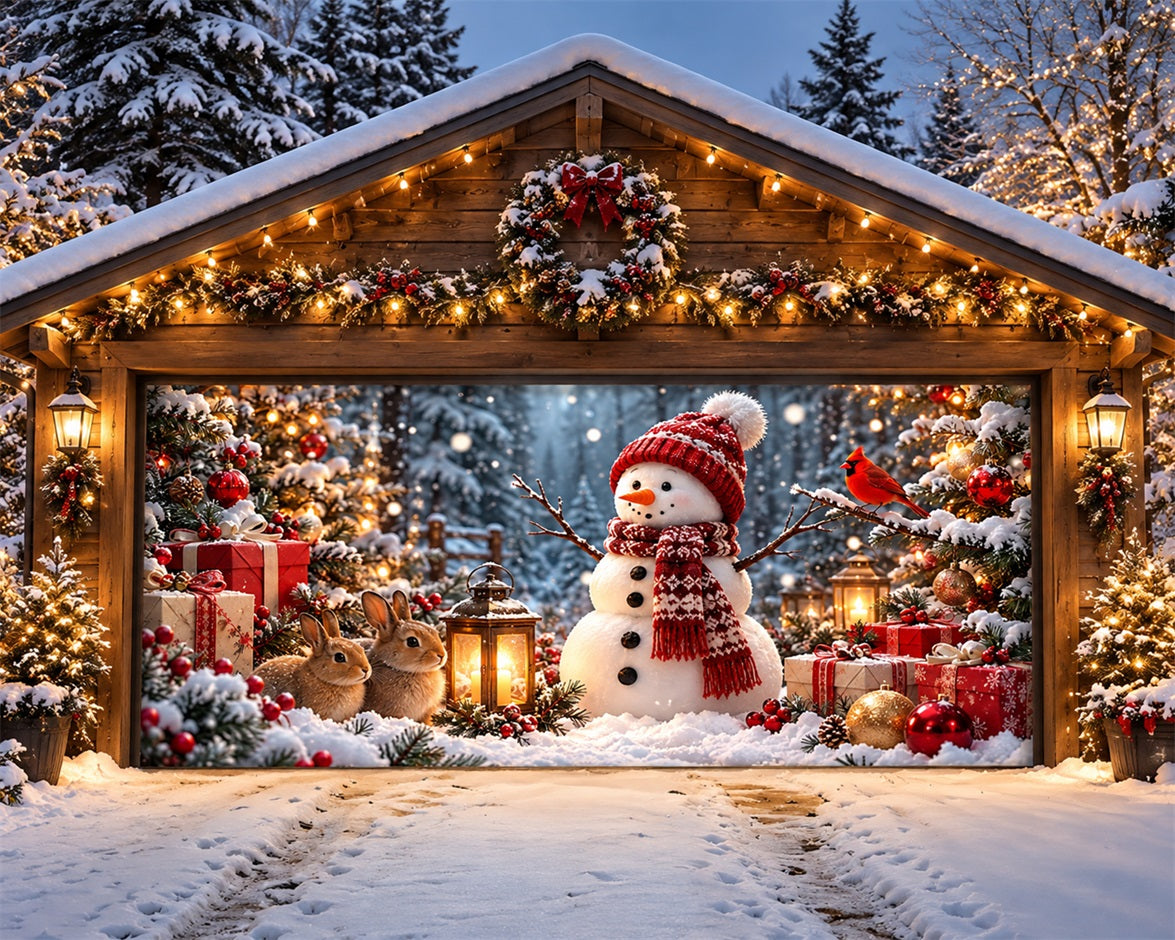 Snowman Christmas Garage Door Cover Woodland Friends Gift Christmas Garage Door Decoration HQ610-32-2 Car