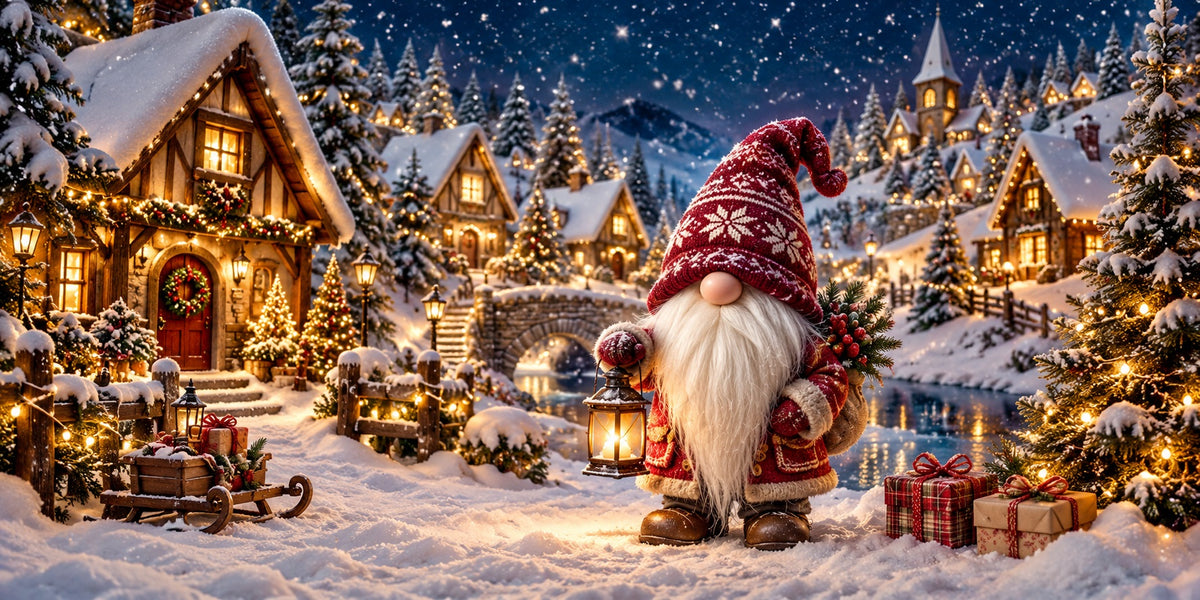 Snow Village Christmas Garage Door Cover Lantern Gnome Gifts Christmas Garage Door Cover HQ610-40-2 Car