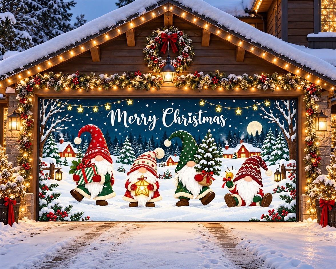 Christmas Party Garage Door Cover Snow Gnome Village Christmas Garage Door Decoration HQ610-41-2 Car