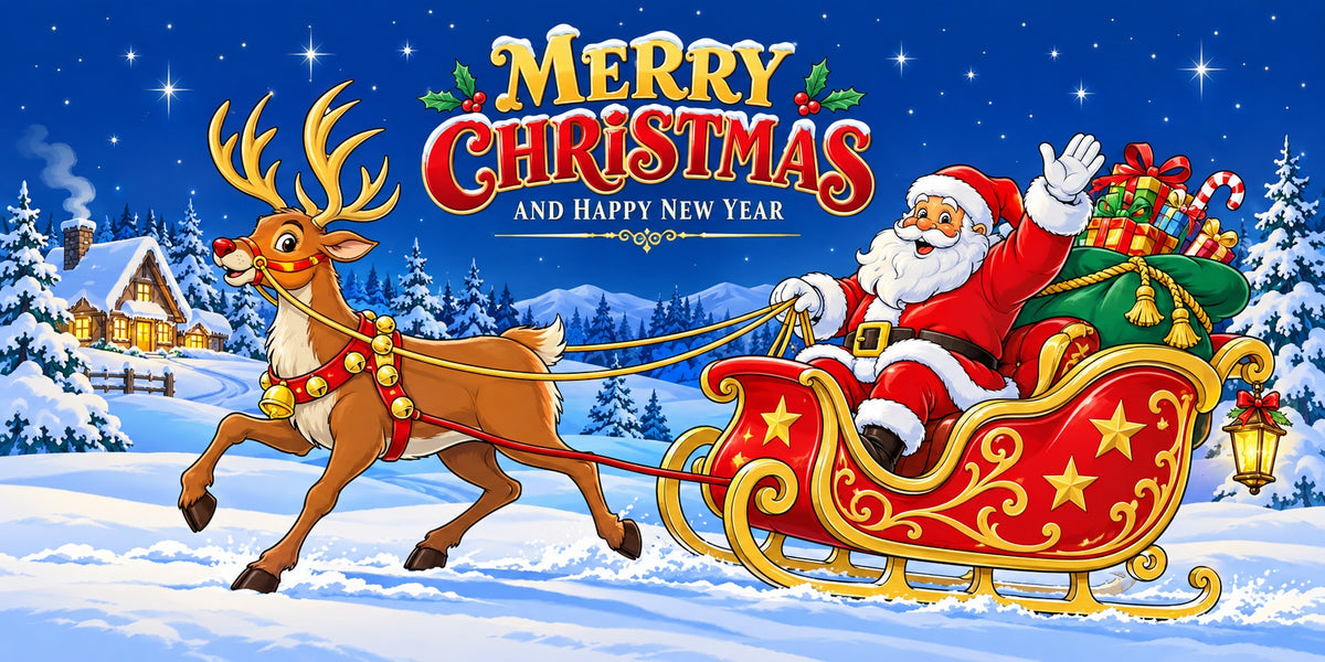Merry Christmas Garage Door Cover Santa Reindeer Sleigh Christmas Holiday Garage Door Cover HQ610-46-2 Car