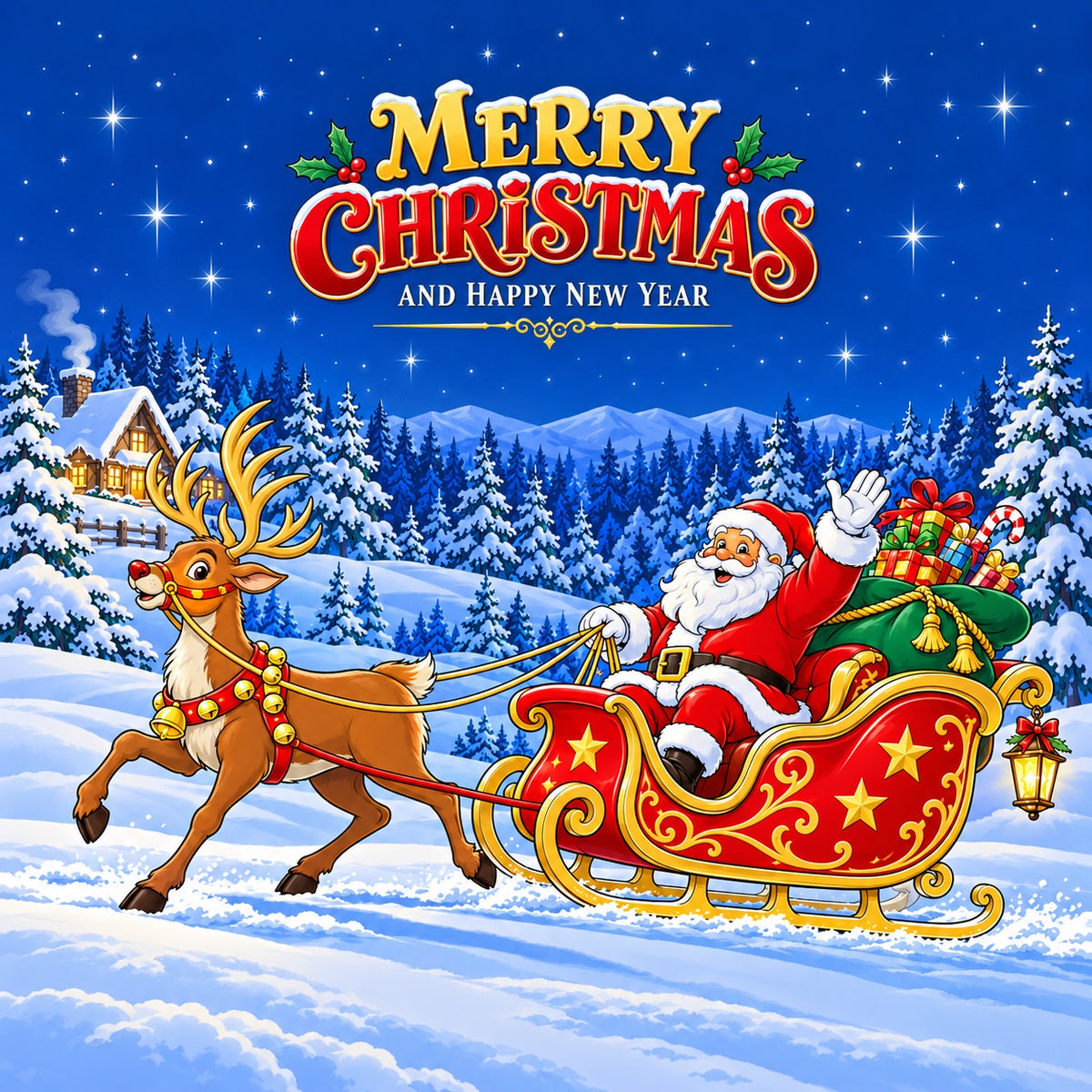 Merry Christmas Garage Door Cover Santa Reindeer Sleigh Christmas Holiday Garage Door Cover HQ610-46-1 Car