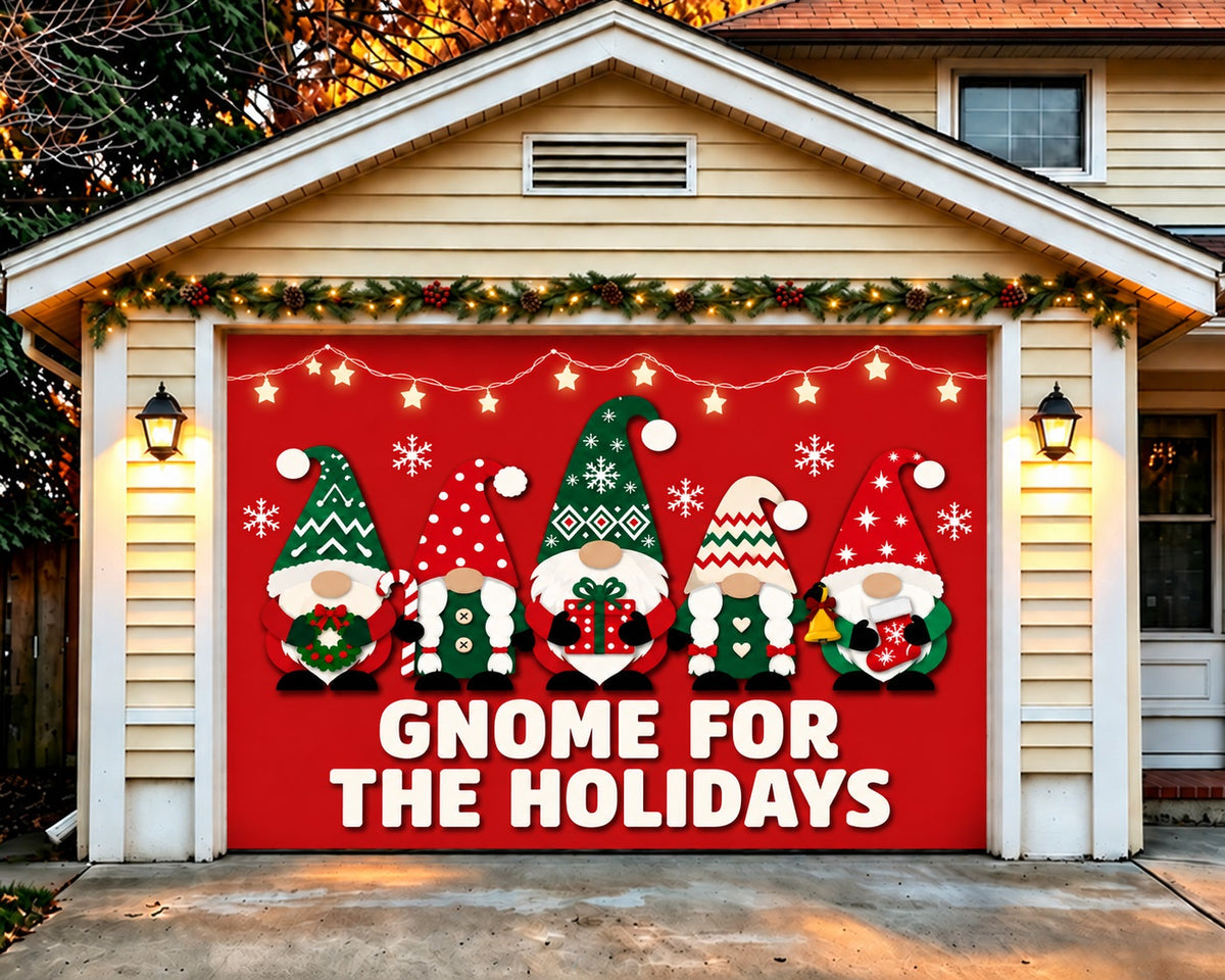 Christmas Party Garage Door Cover Holiday Gnome Parade Christmas Garage Door Cover HQ610-49-1 Car