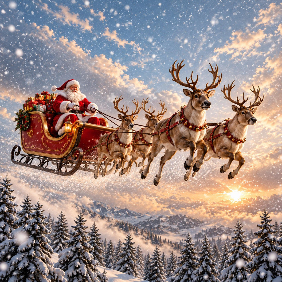 Elk Christmas Garage Door Cover Flying Reindeer Sleigh Outdoor Christmas Garage Door Cover HQ610-54-1 Car