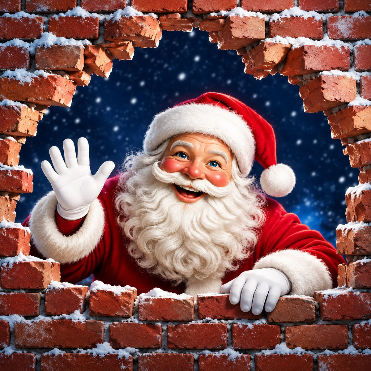 Santa Christmas Garage Door Cover Red Brick Breakthrough Christmas Holiday Garage Door Cover HQ610-55-1 Car