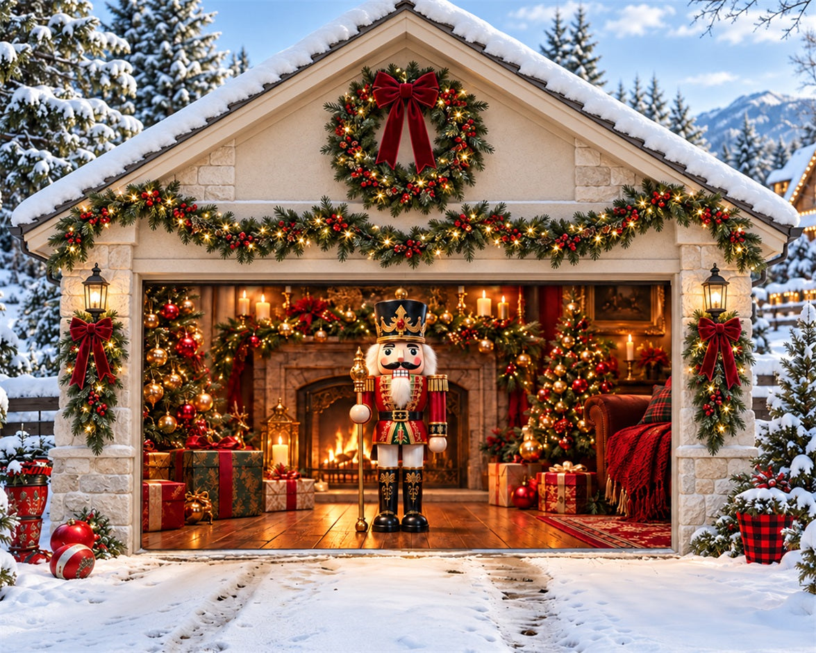 Nutcracker Christmas Garage Door Cover Fireplace Tree Display Christmas Holiday Garage Door Cover HQ610-64-2 Car