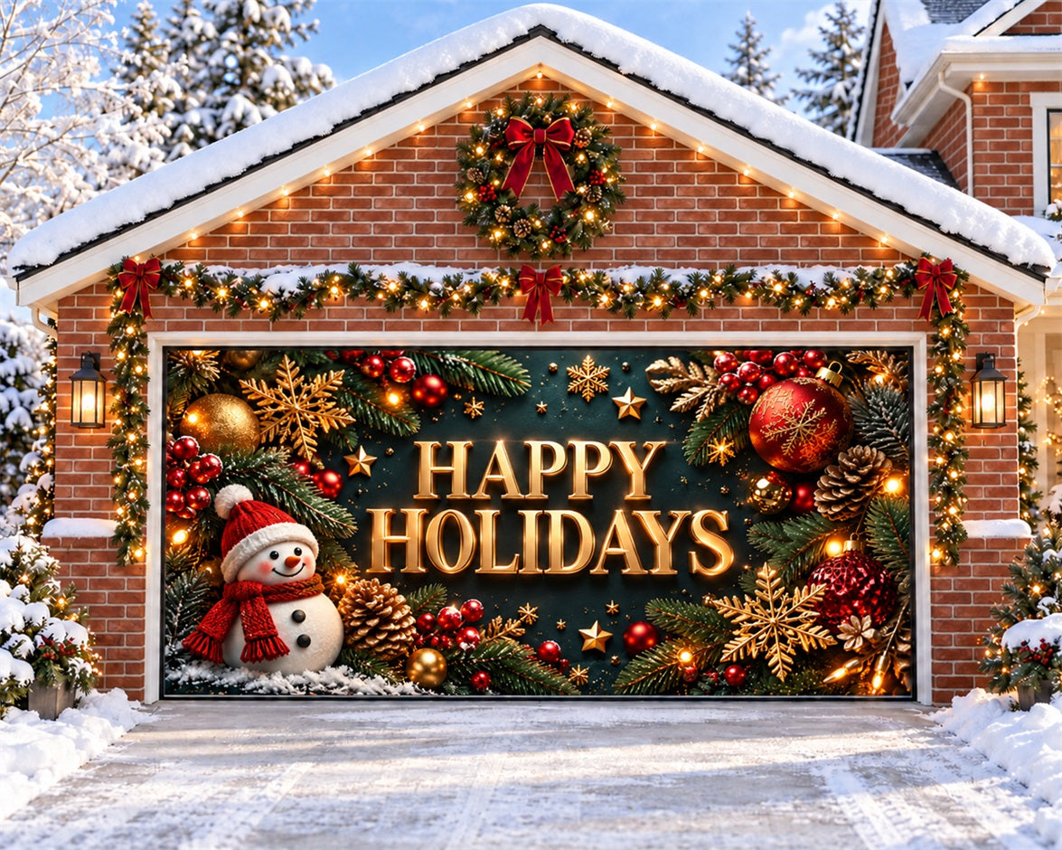 Christmas Ornament Garage Door Cover Snowman Holiday Greeting Christmas Garage Door Banner Decoration HQ610-66-2 Car