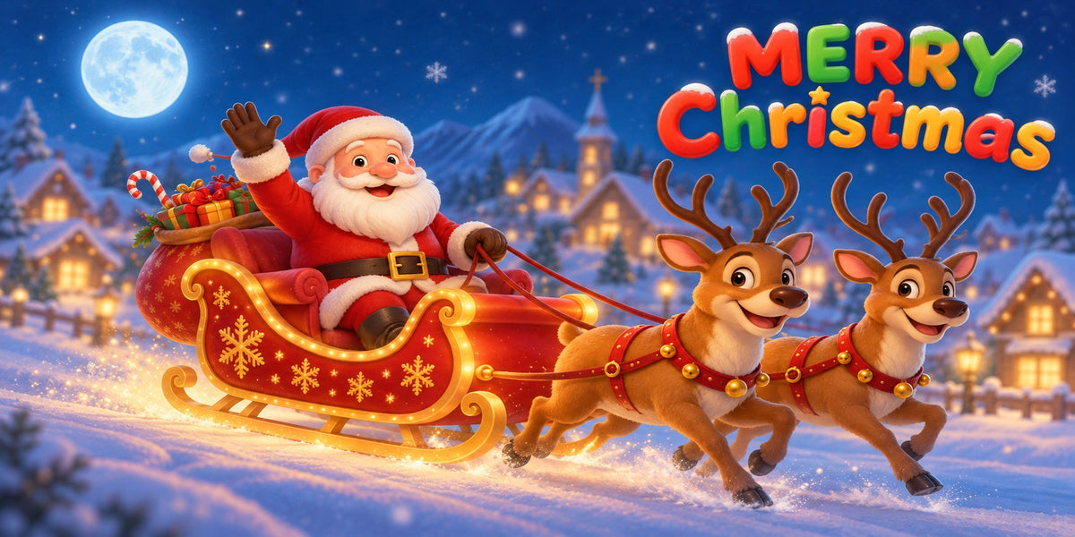 Winter Christmas Garage Door Cover Santa Reindeer Sleigh Christmas Garage Door Decor HQ610-69-2 Car