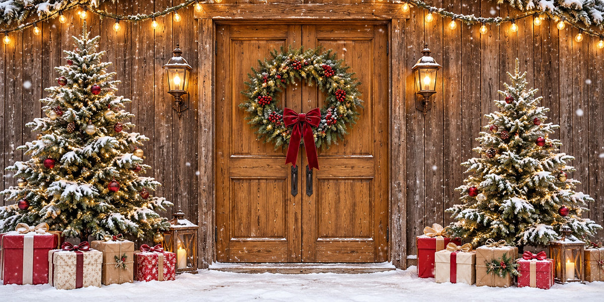 Rustic Christmas Garage Door Cover Wreath Barn Doorway Christmas Garage Door Banner Decoration HQ610-75-2 Car