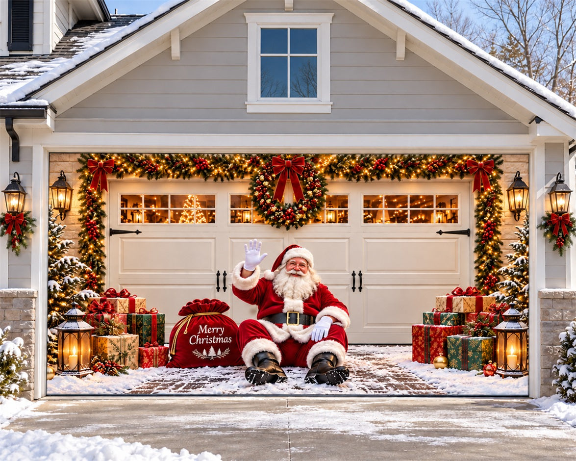 Front Door Christmas Garage Door Banner Santa Gift Sack Christmas Garage Door Decoration HQ610-77-2 Car