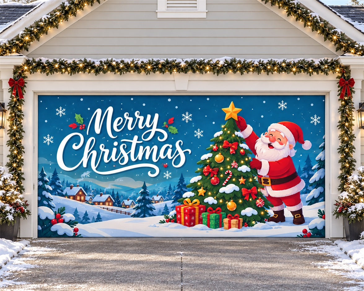 Christmas Party Garage Door Cover Santa Decorating Tree Outdoor Christmas Garage Door Decoration HQ610-8-2 Car