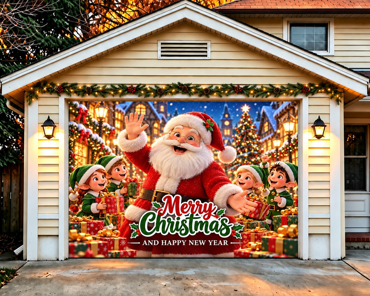 Christmas Theme Garage Door Cover Santa Gift Celebration Outdoor Christmas Garage Door Decoration HQ610-80-1 Car