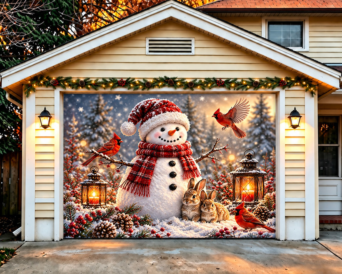 Snow Christmas Garage Door Cover Forest Snowman Friends Christmas Garage Door Decor HQ610-87-1 Car