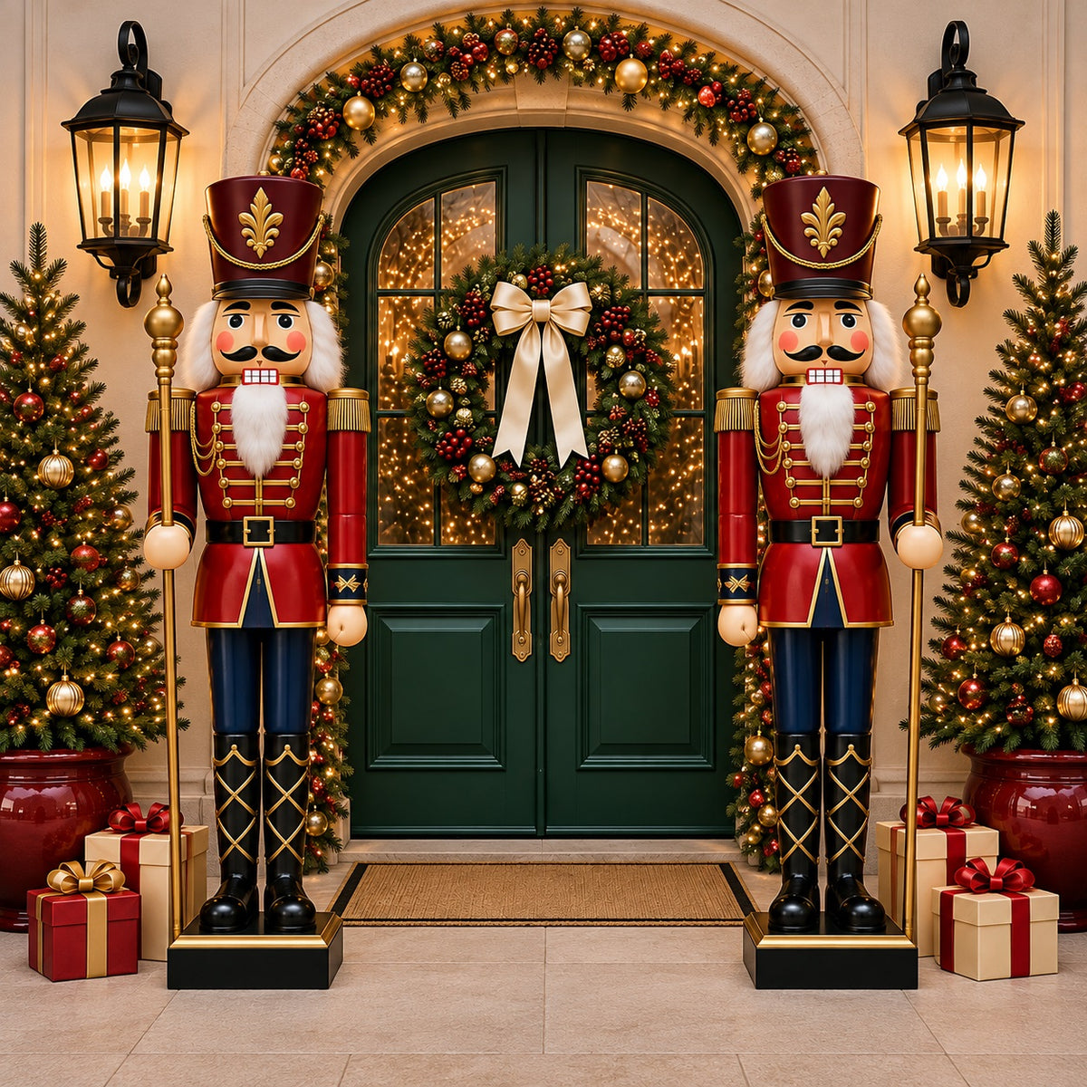 Entryway Christmas Garage Door Cover Nutcracker Doorway Guards Christmas Holiday Garage Door Cover HQ610-91-1 Car
