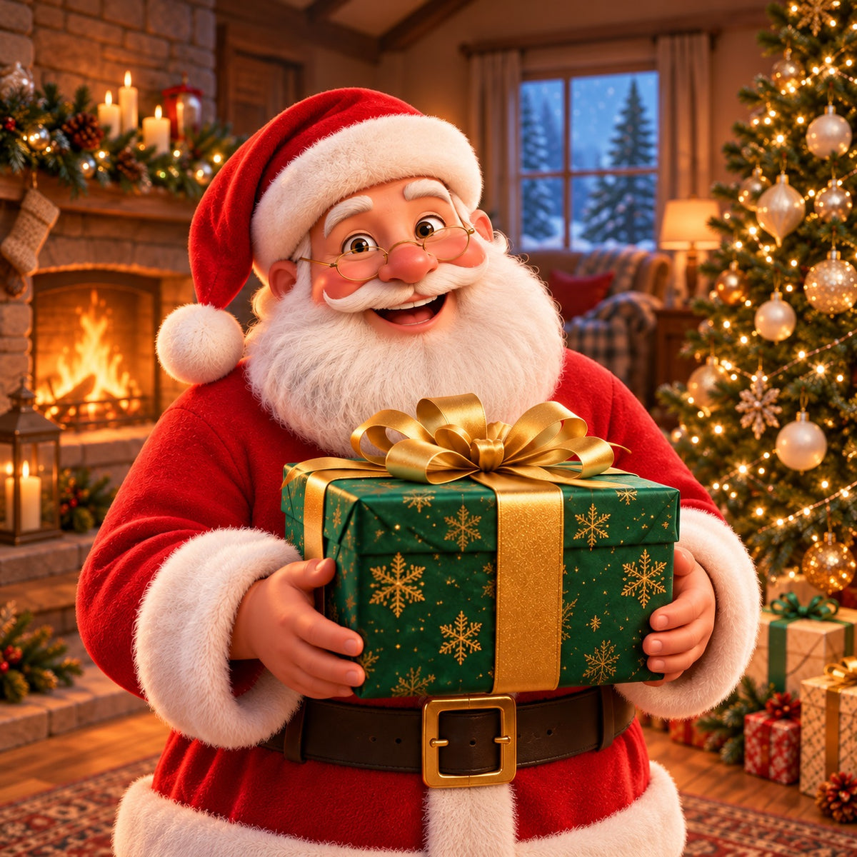 Santa Fireplace Christmas Garage Door Cover Cozy Gift Presentation Christmas Garage Door Cover HQ610-94-1 Car