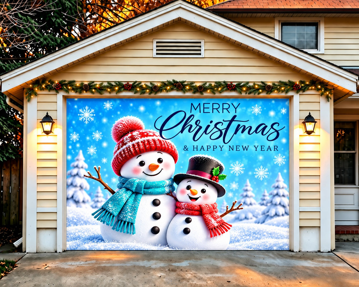 Winter Christmas Garage Door Cover Snowman Hug Greeting Outdoor Christmas Garage Door Decoration HQ610-98-1 Car