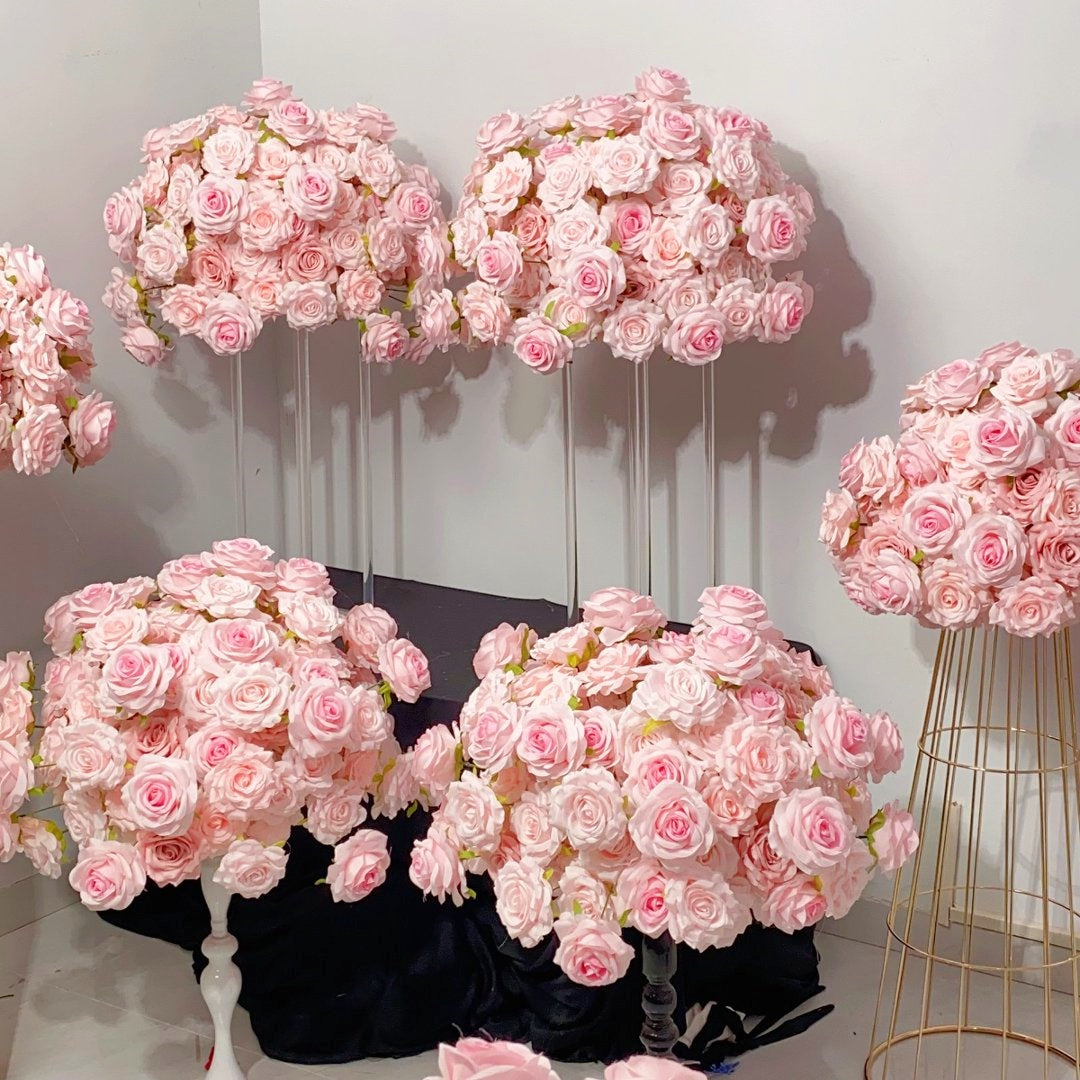 High Density Pink Rose Floral Centerpiece for Wedding Table Decor ADFC-125