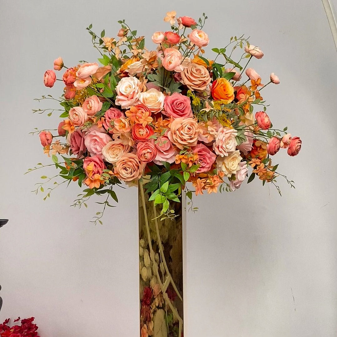 Coral & Peach Floral Ball Centerpiece for Wedding Table Decor ADFC-131
