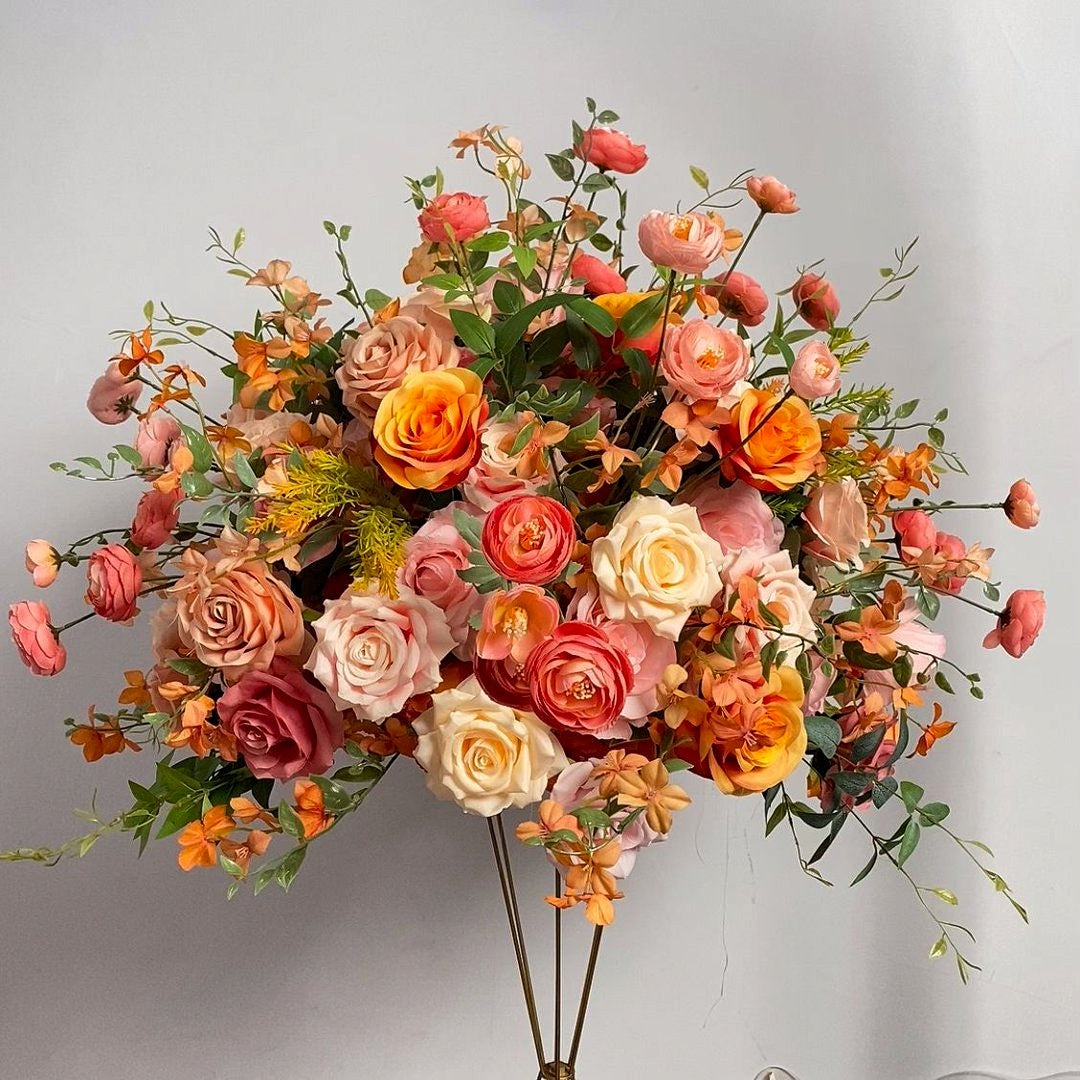 Coral & Peach Floral Ball Centerpiece for Wedding Table Decor ADFC-131