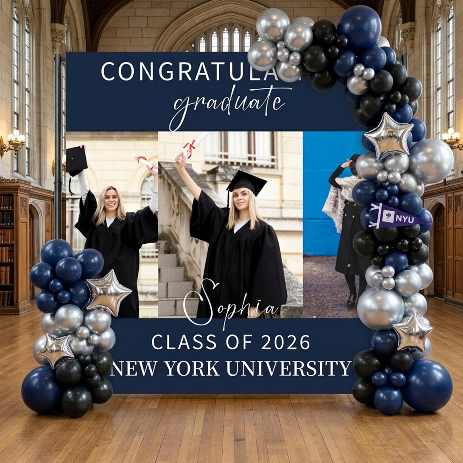 Personalized Graduation Backdrop Class of 2026 Photos Custom Graduation Backdrop LX64-47