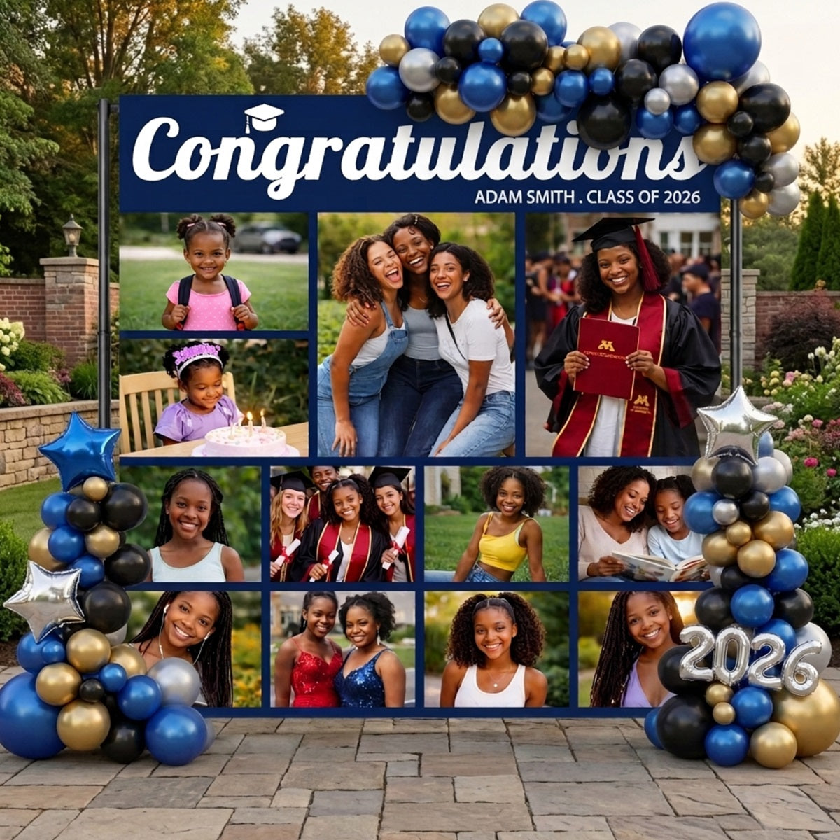 Graduation Backdrop With Picture Life Journey Grad Collage Personalized Graduation Backdrop Banner LX64-55