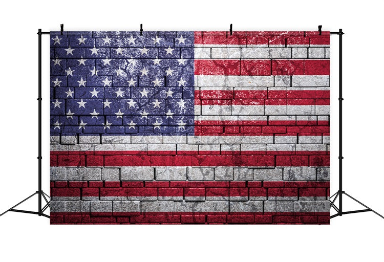 American Flag Photography Backdrop Weathered Brick Wall Backdrop LXX1-172