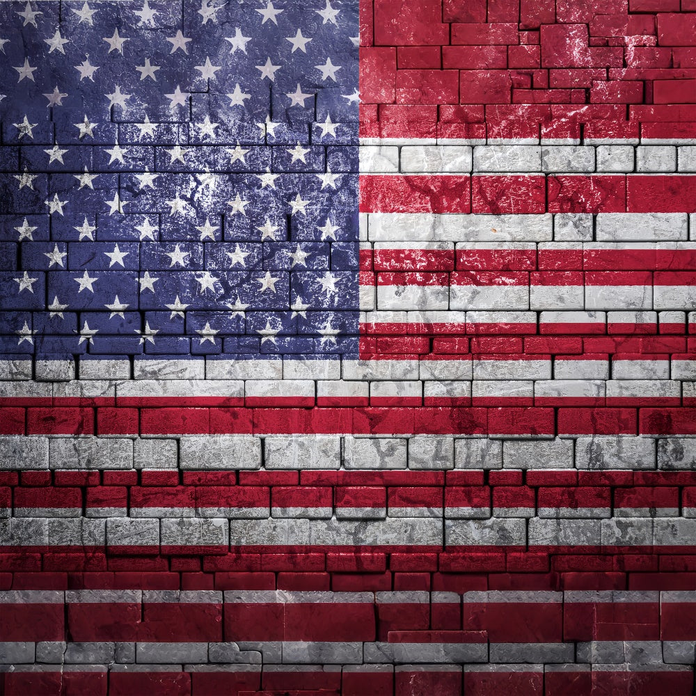 American Flag Photography Backdrop Weathered Brick Wall Backdrop LXX1-172