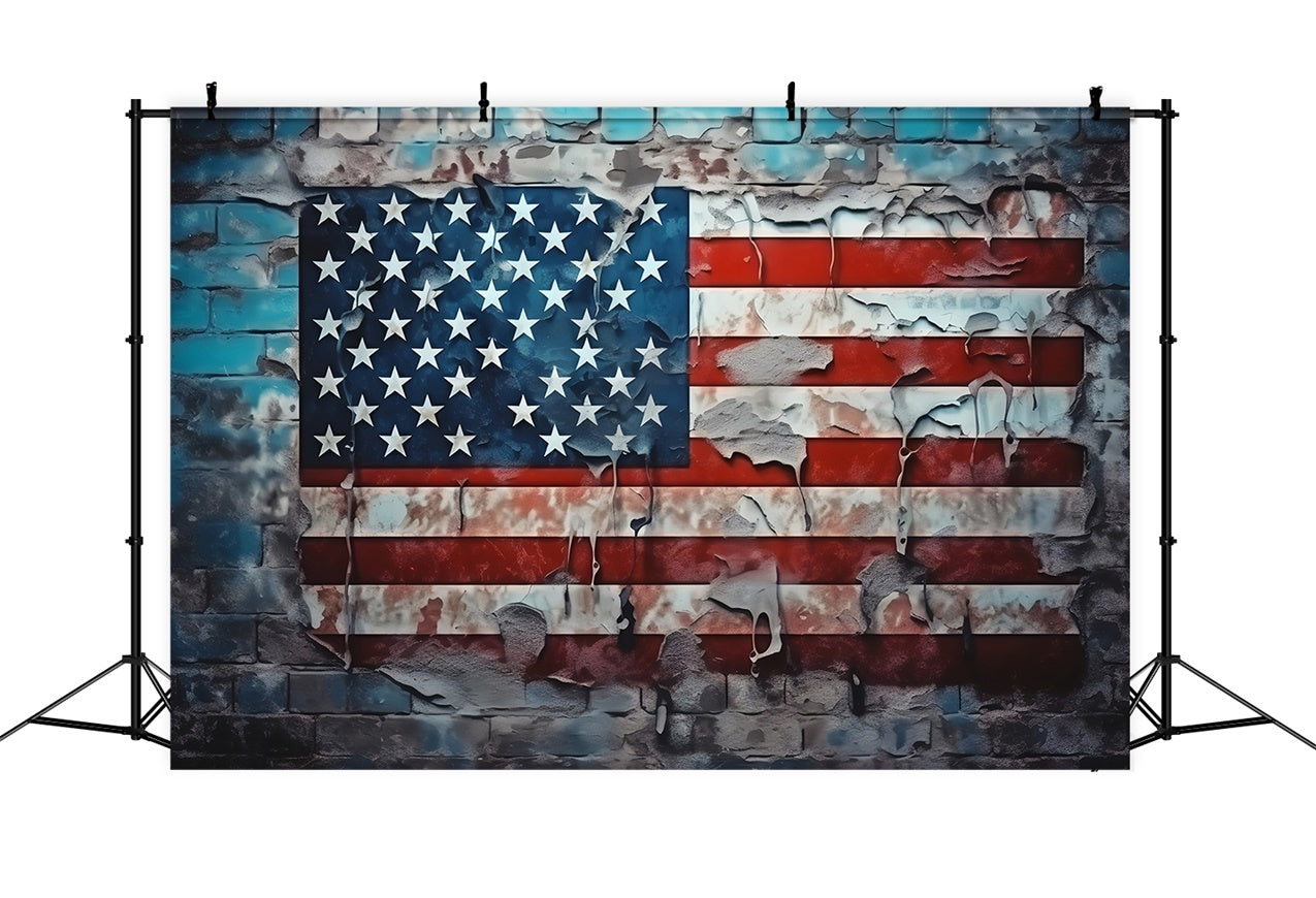 American Flag Photo Backdrop Weathered Glory Brick Backdrop LXX1-174