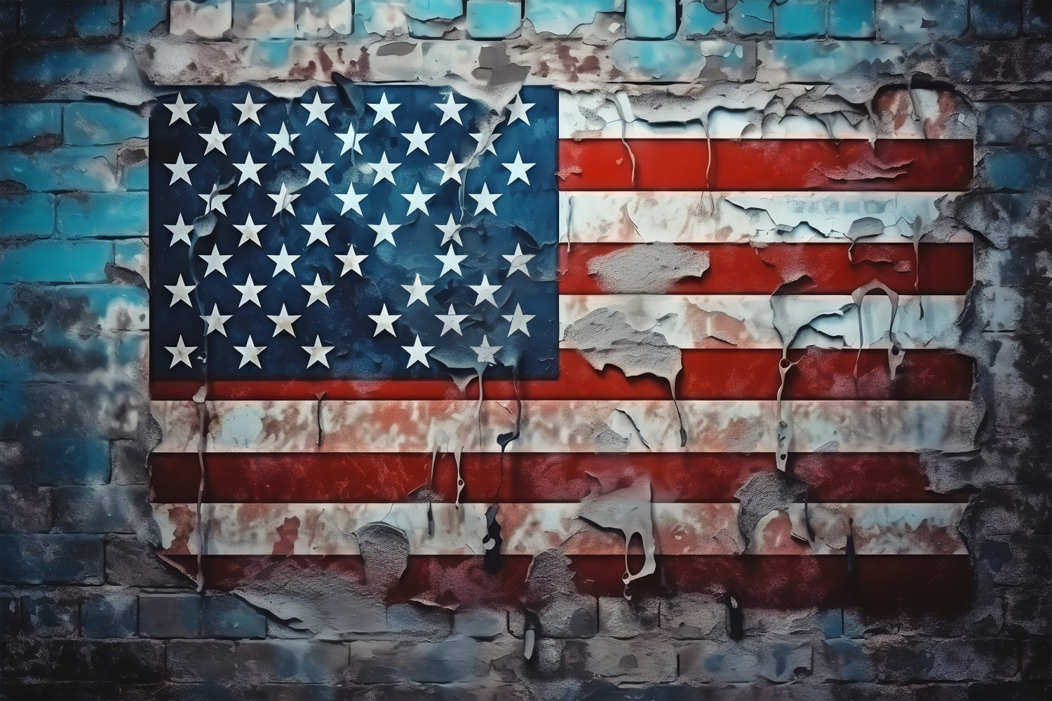 American Flag Photo Backdrop Weathered Glory Brick Backdrop LXX1-174