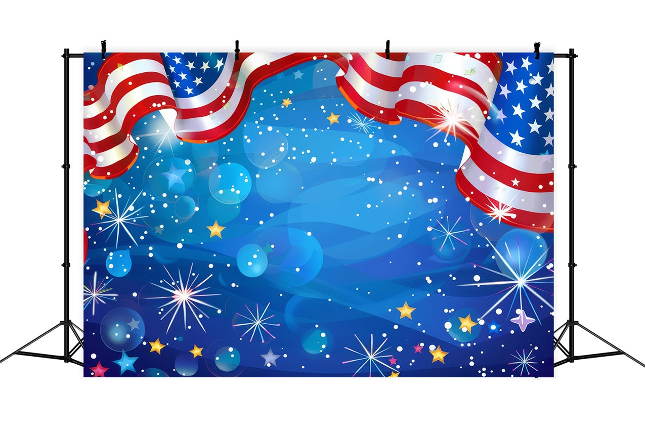 American Flag Photography Backdrop Vibrant Starry Glow Backdrop LXX1-195