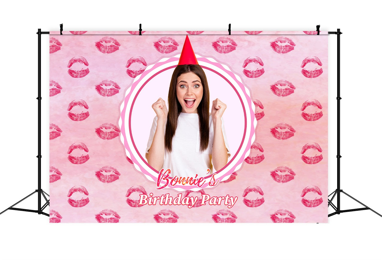 Custom Birthday Backdrops Pink Girl Kiss Celebration Backdrop LXX1-201