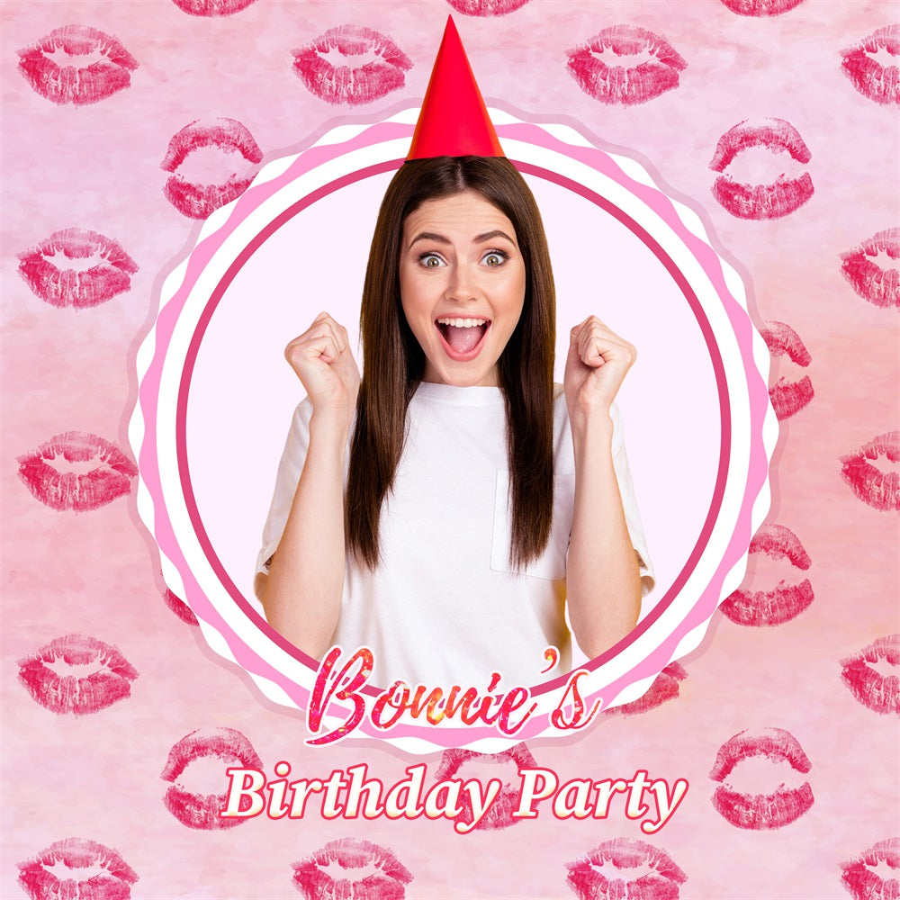 Custom Birthday Backdrops Pink Girl Kiss Celebration Backdrop LXX1-201
