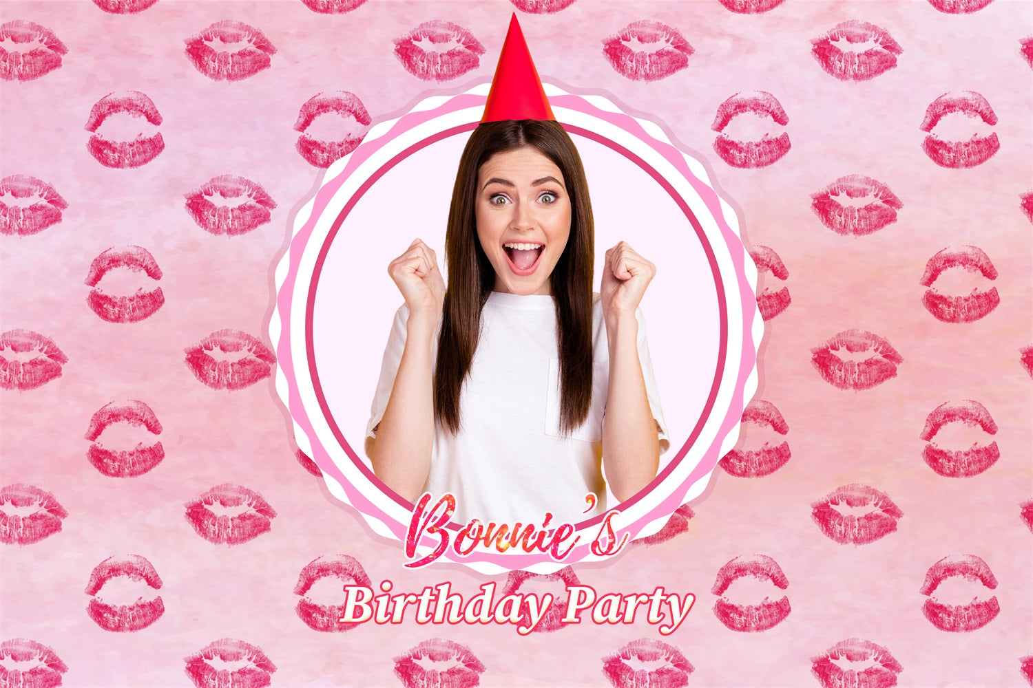 Custom Birthday Backdrops Pink Girl Kiss Celebration Backdrop LXX1-201