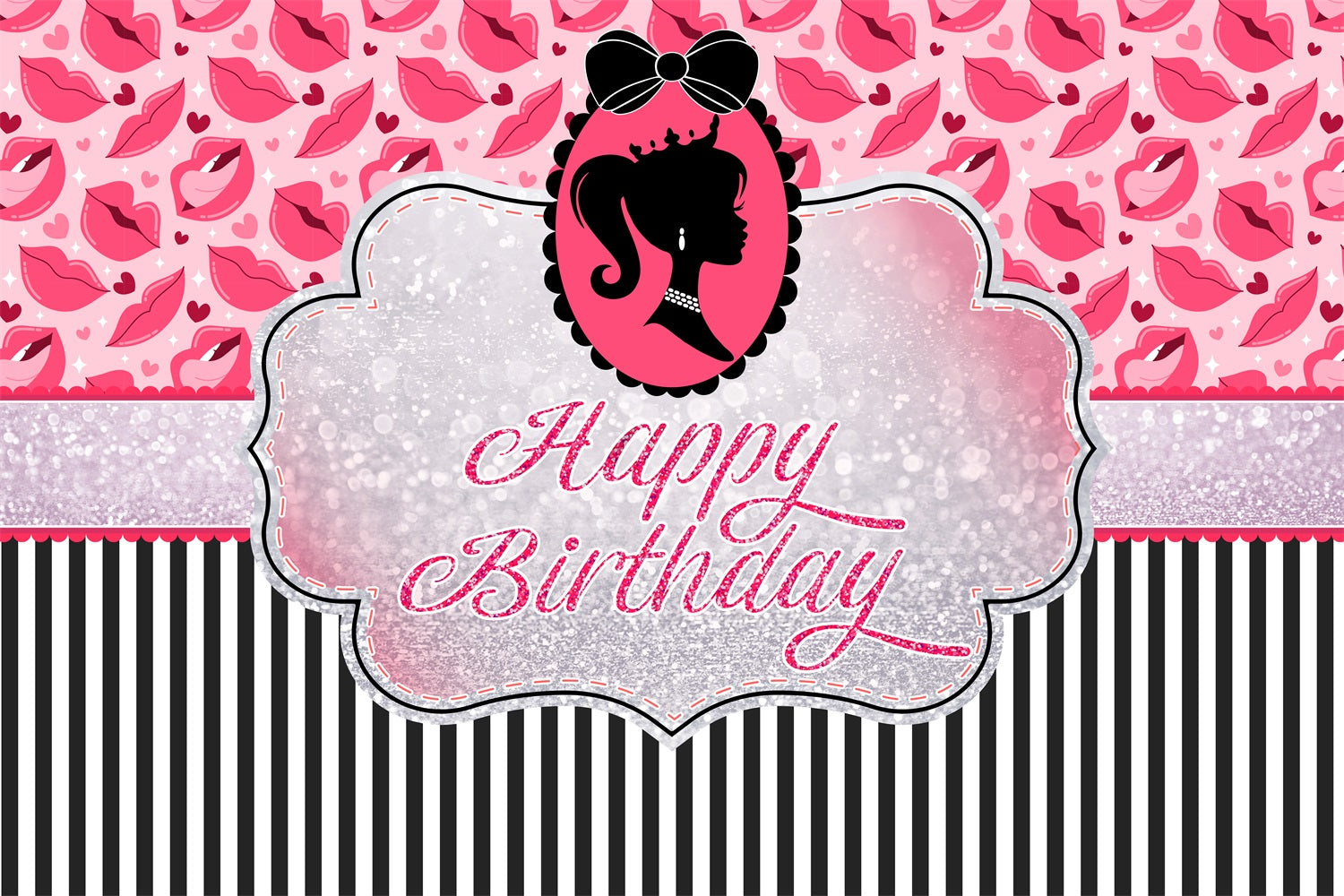 Customized Backdrop Birthday Fashion Doll Glittery Princess Backdrop LXX1-202