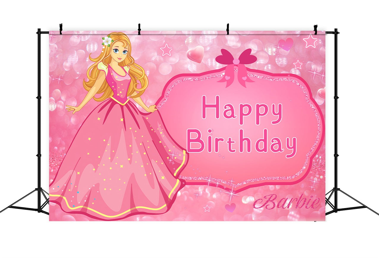 Custom Birthday Backdrop Fashion Doll Sparkling Pink Backdrop LXX1-203