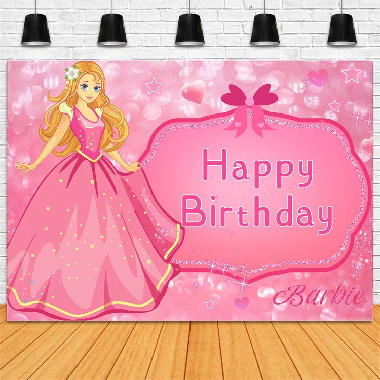 Custom Birthday Backdrop Fashion Doll Sparkling Pink Backdrop LXX1-203