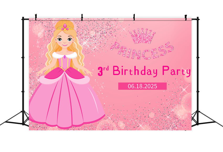 Customized Birthday Backdrop Fashion Doll Glittery Pink Backdrop LXX1-206