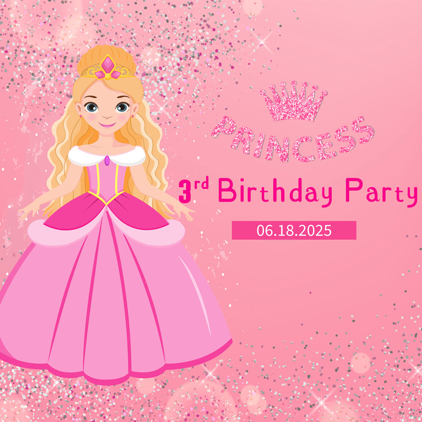 Customized Birthday Backdrop Fashion Doll Glittery Pink Backdrop LXX1-206