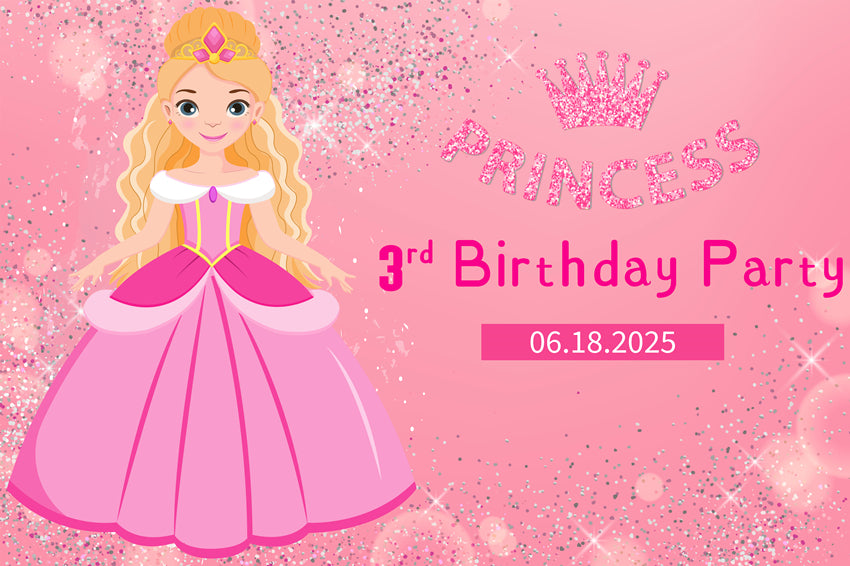 Customized Birthday Backdrop Fashion Doll Glittery Pink Backdrop LXX1-206