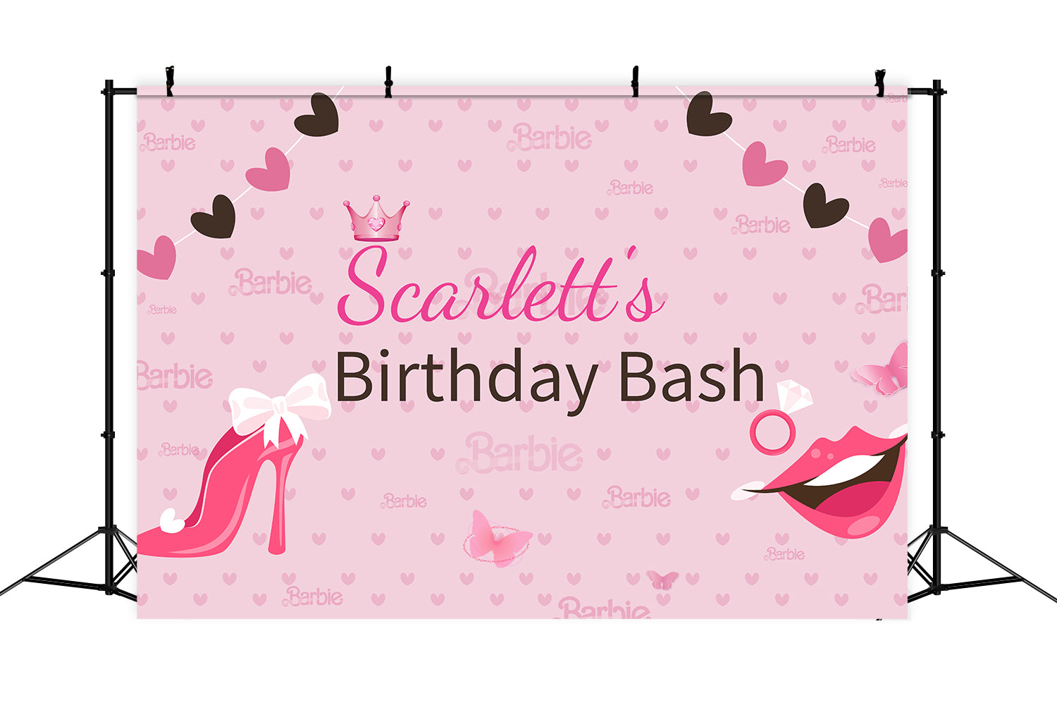 Custom Backdrop Birthday Party Scarlett Pink Girl Backdrop LXX1-207