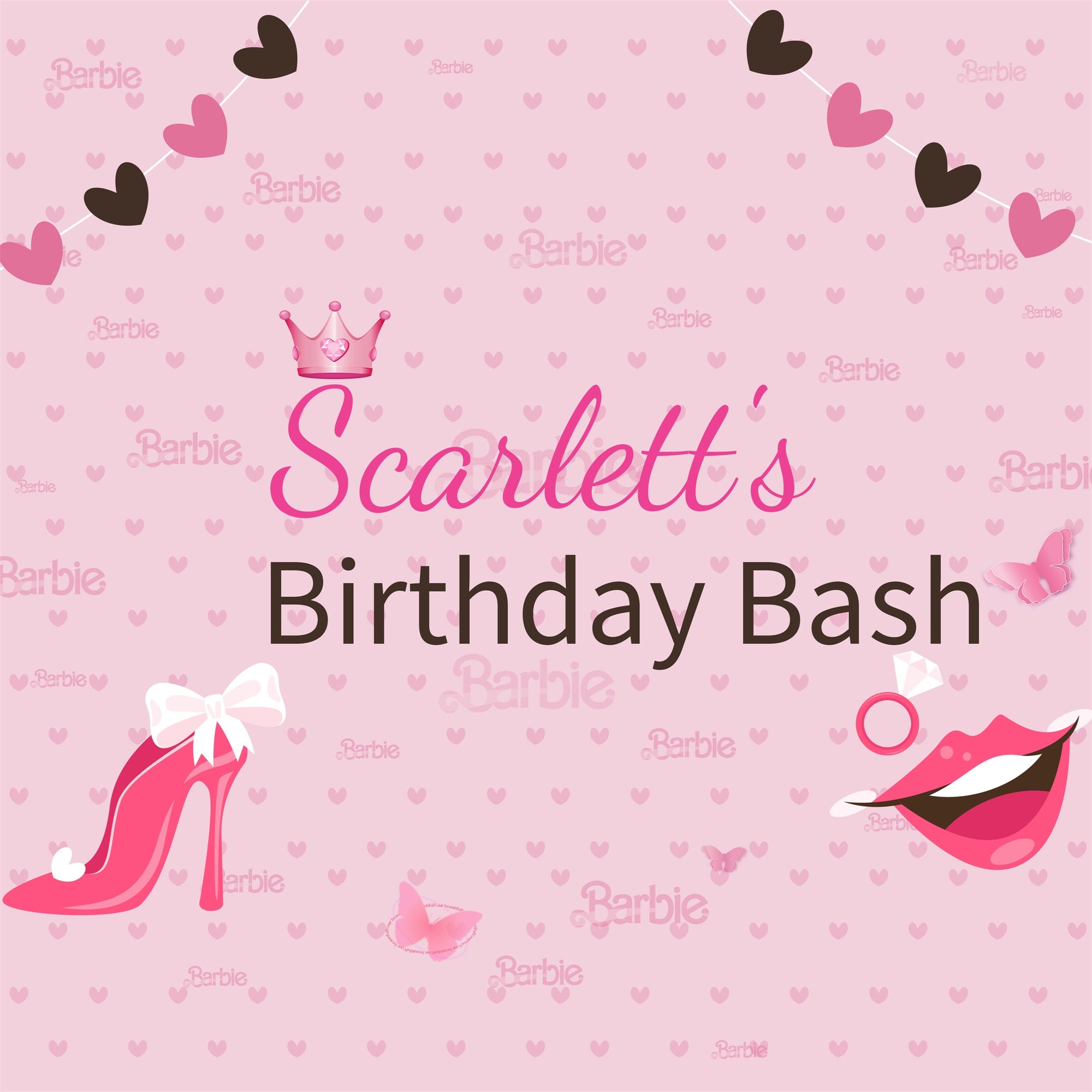 Custom Backdrop Birthday Party Scarlett Pink Girl Backdrop LXX1-207