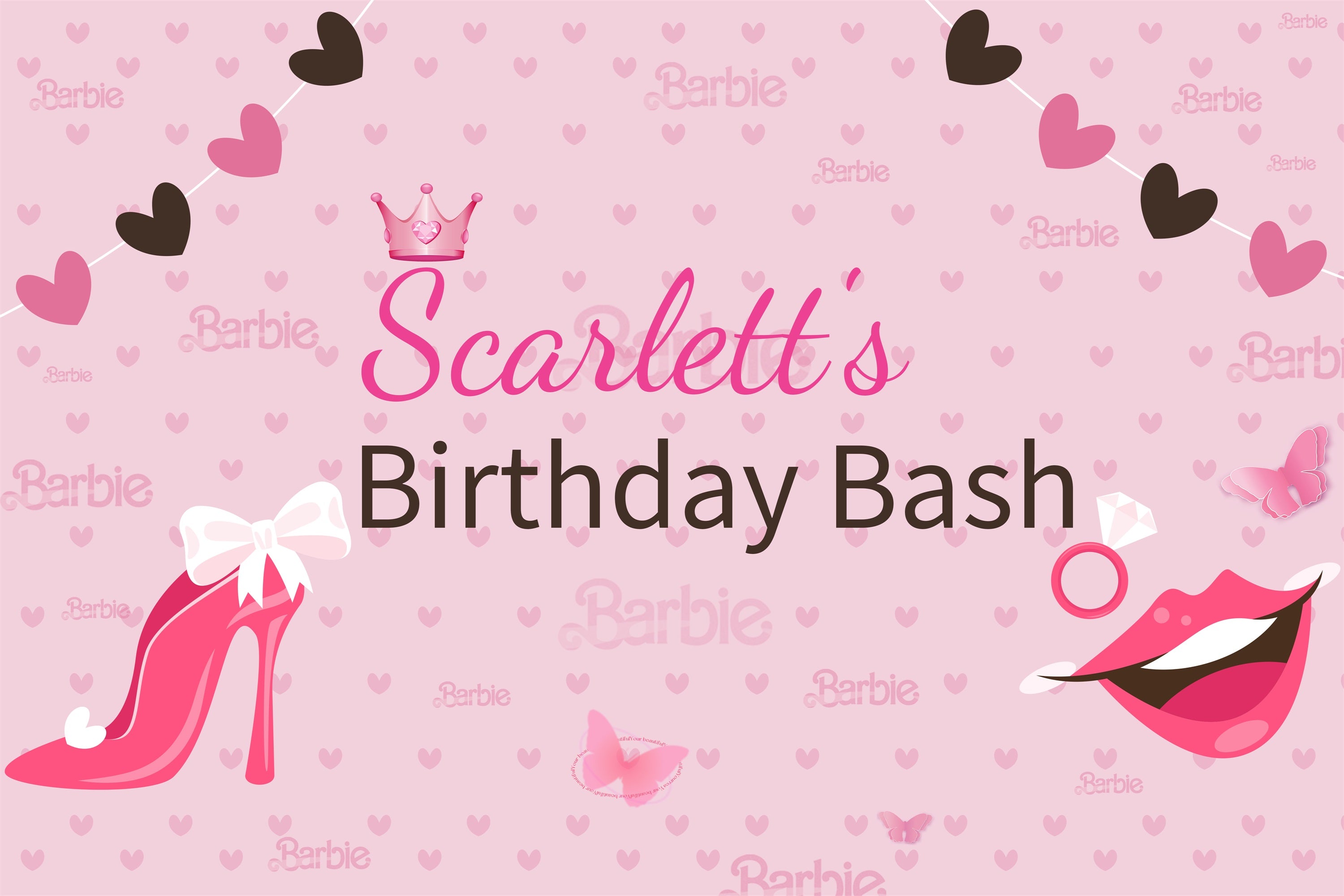 Custom Backdrop Birthday Party Scarlett Pink Girl Backdrop LXX1-207