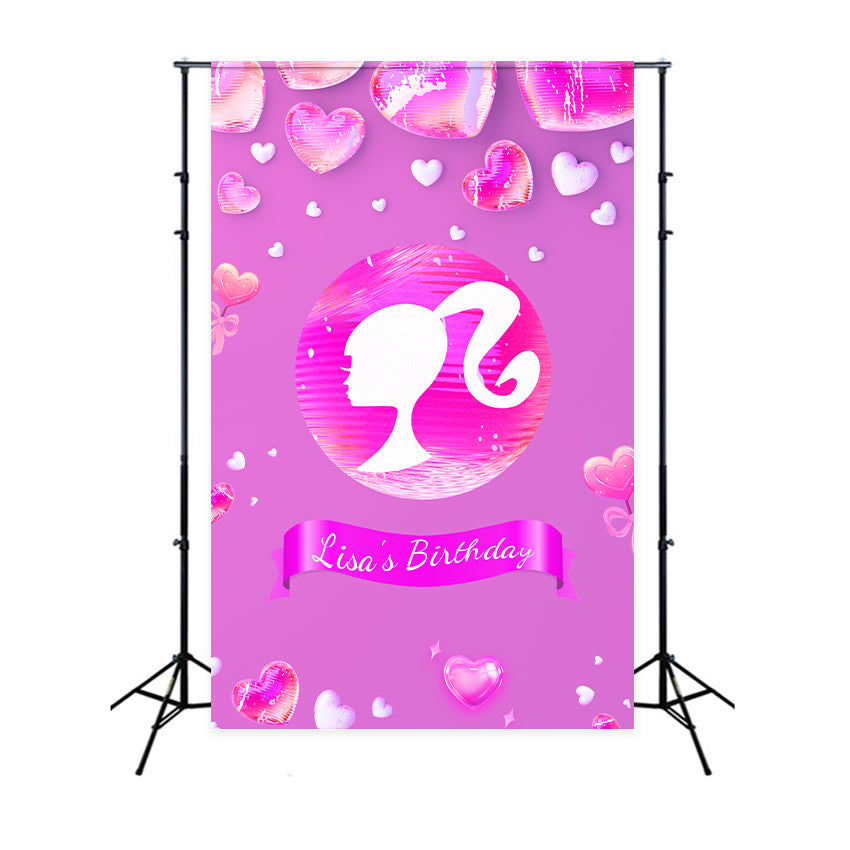 Custom Backdrops For Birthdays Pink Girl Lisa Event Backdrop LXX1-214