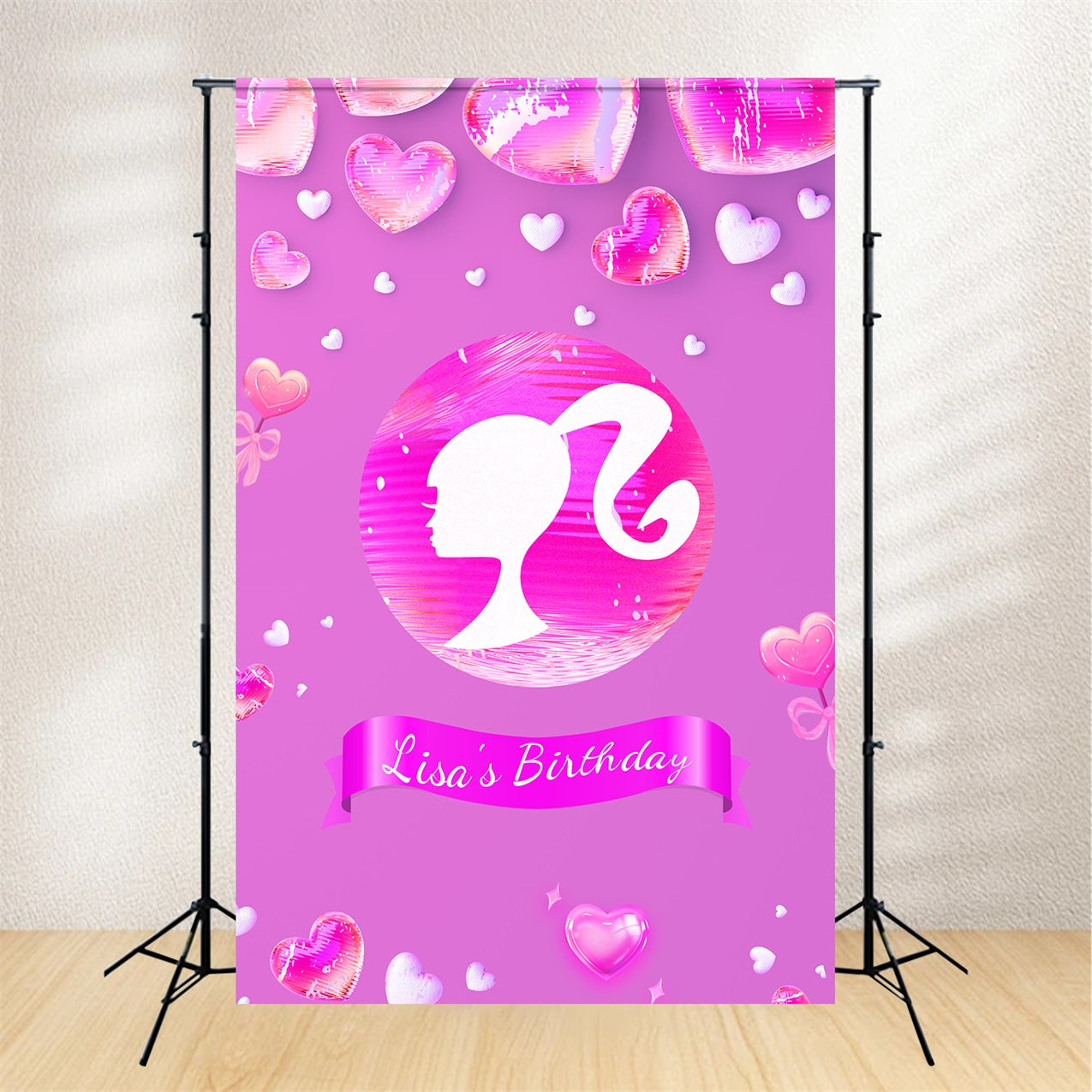 Custom Backdrops For Birthdays Pink Girl Lisa Event Backdrop LXX1-214