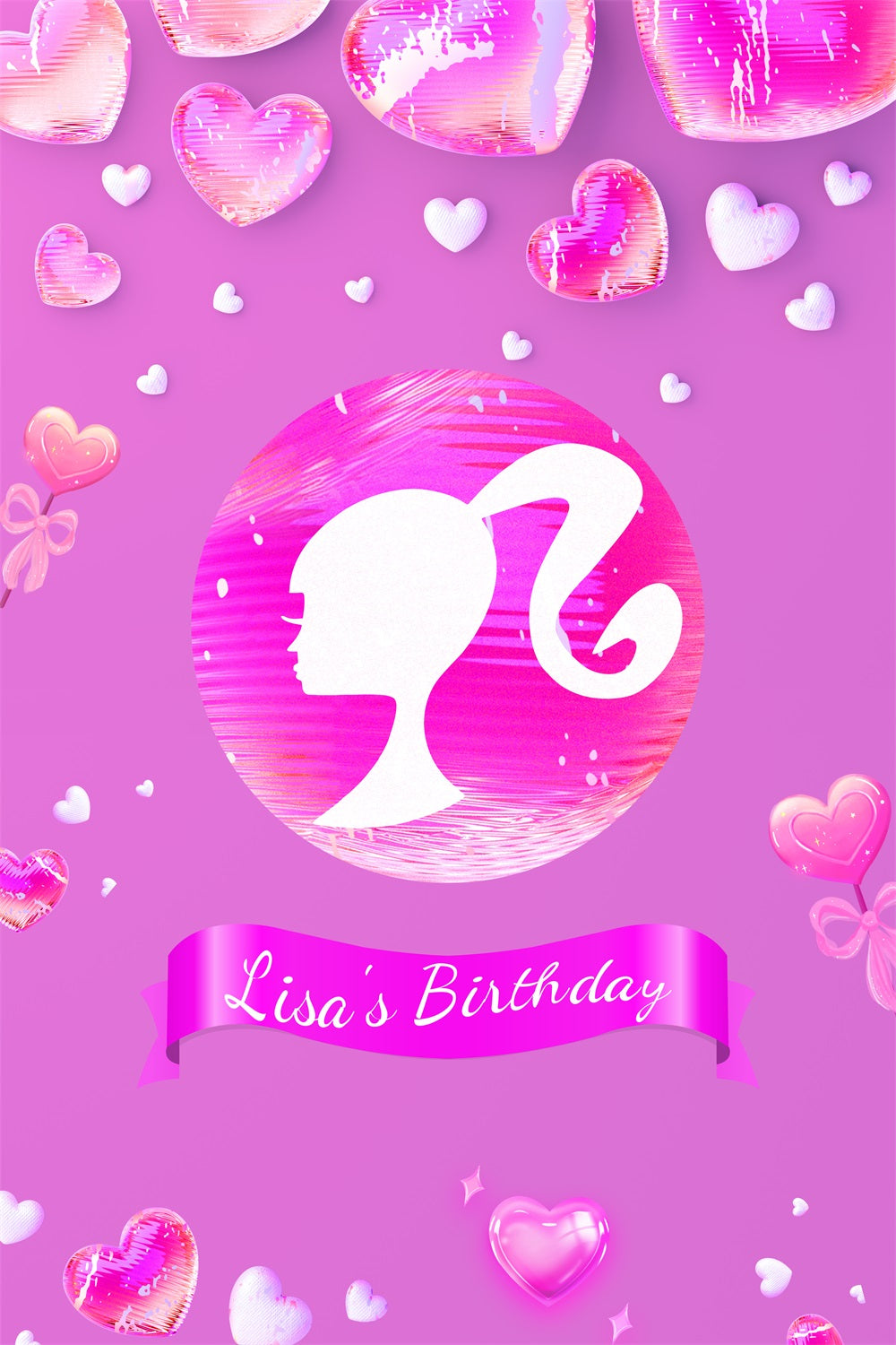 Custom Backdrops For Birthdays Pink Girl Lisa Event Backdrop LXX1-214