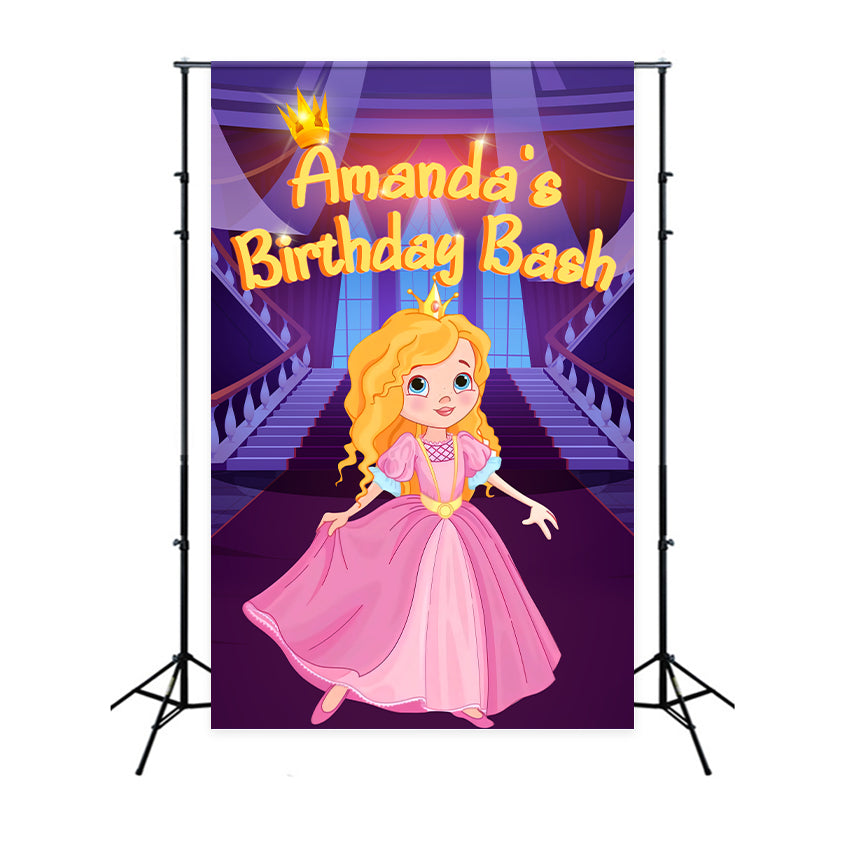 Personalized Birthday Backdrops Pink Girl Amanda Magical Backdrop LXX1-215