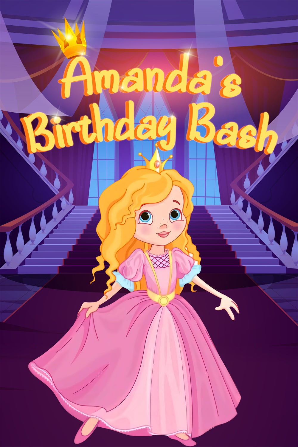 Personalized Birthday Backdrops Pink Girl Amanda Magical Backdrop LXX1-215