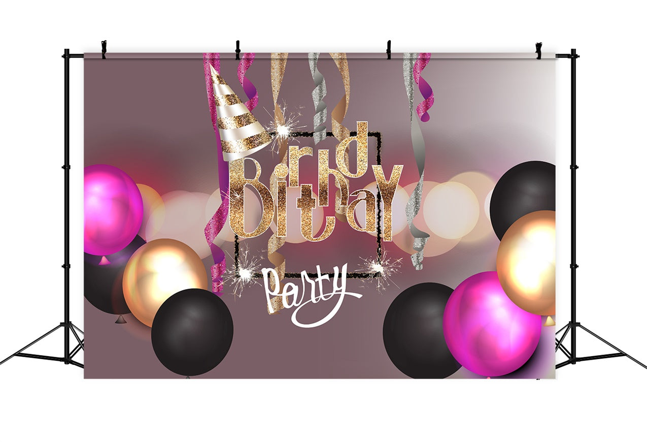 Personalized Birthday Backdrop Party Glam Sparkling Balloon Backdrop LXX1-236