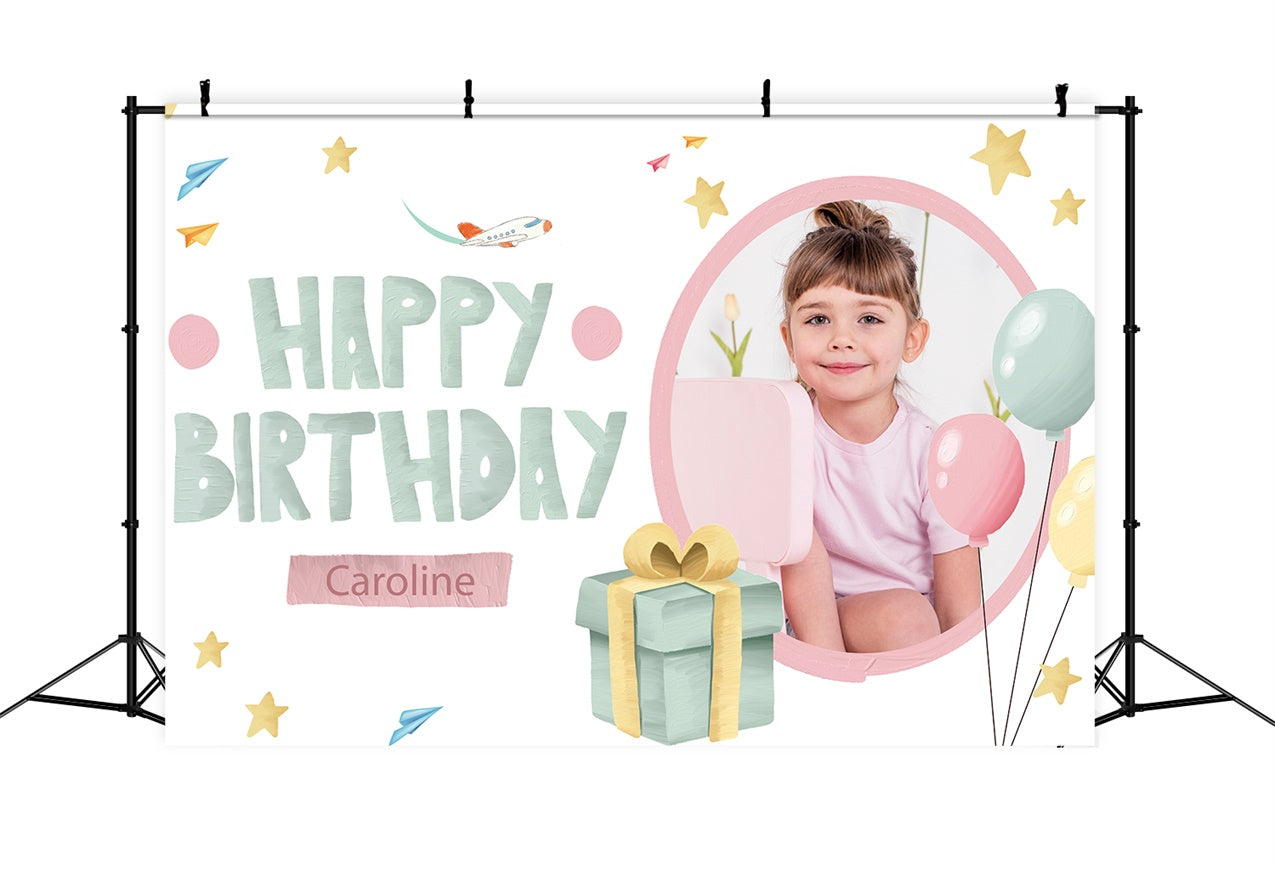 Custom Happy Birthday Backdrop Airplane Balloons Gift Backdrop LXX1-244