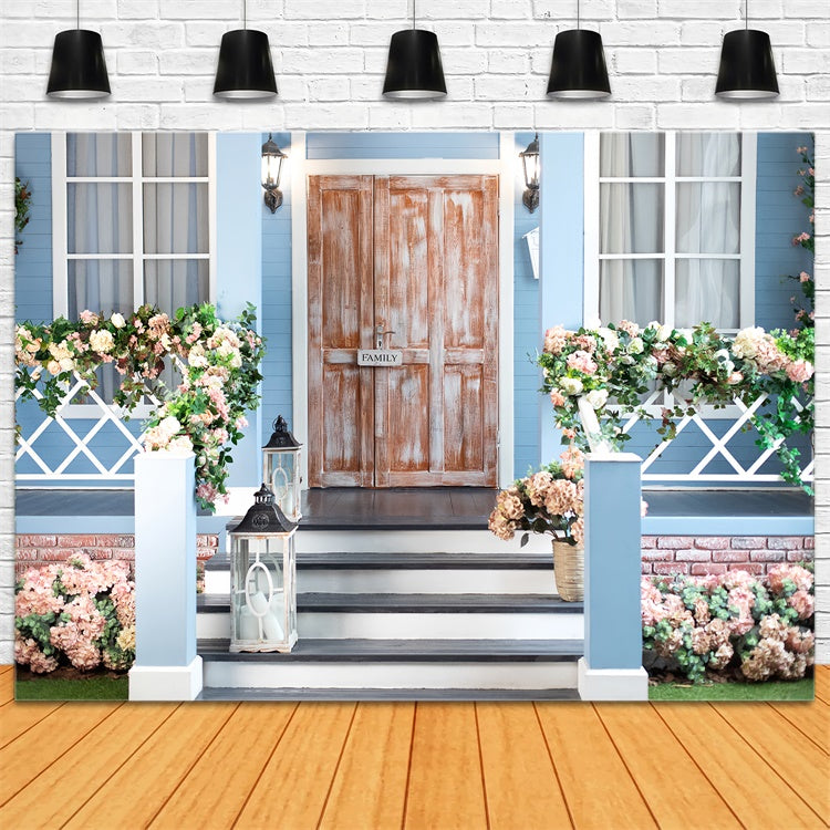 Pet Photo Backdrops Charming Cottage Door Floral Backdrop LXX1-283